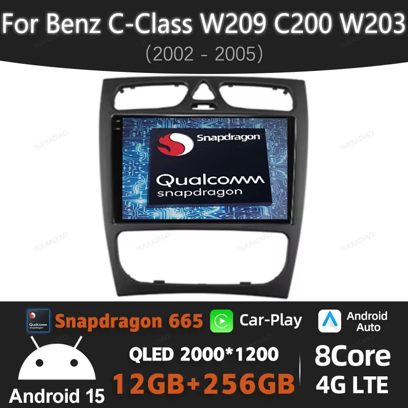 

Android 15 Car Radio For Mercedes Benz C-Class W209 C200 C320 C350 CLK W203 2002 - 2005 Multimedia Video Player 4G WIFI GPS NAVI