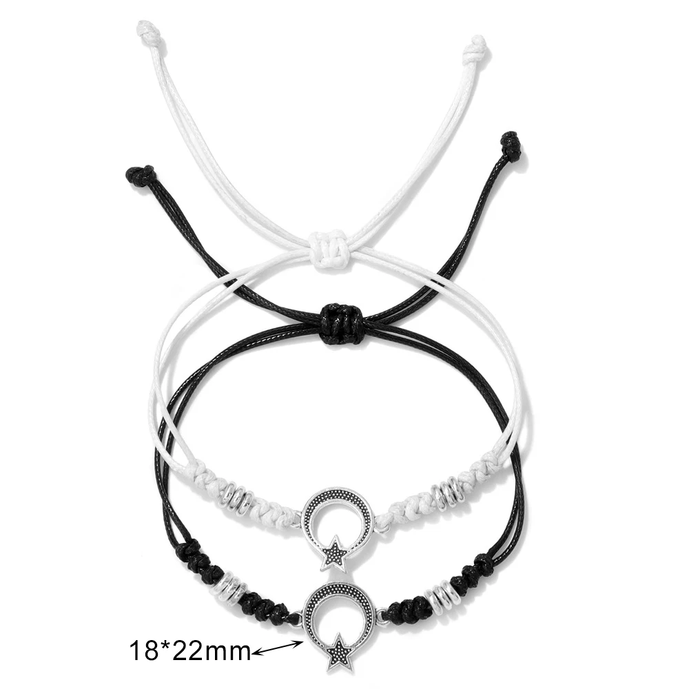 Couple Rope Compass Bracelets For Women Men Love Wings Cross Charm White Black Weave Rope String Friendship Bracelet Jewelry