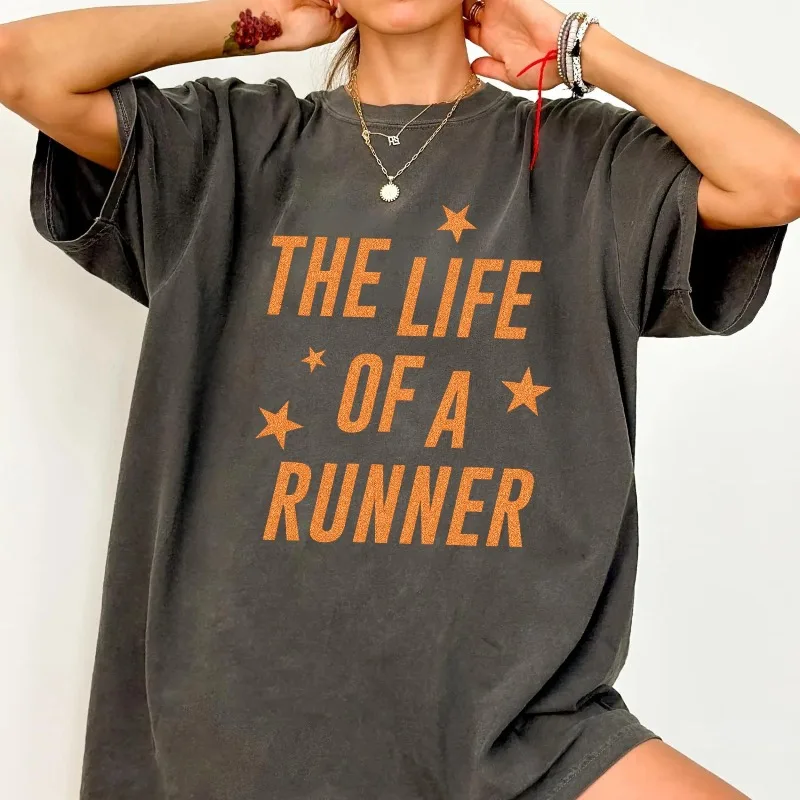 The Life Of A Runner Shirt Runner Girl TShirt Trendy Funny Running T-Shirt Marathon Jogging Gift for Runners Graphic Tee