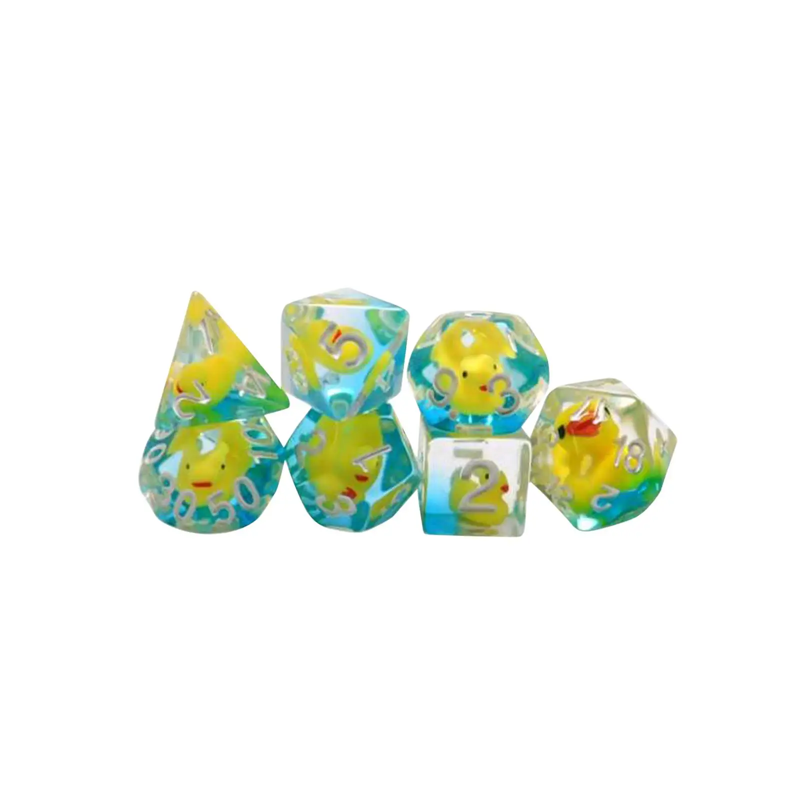 7x Resin Dices Filled with Ducks Animal Polyhedral Dices Set Card Games