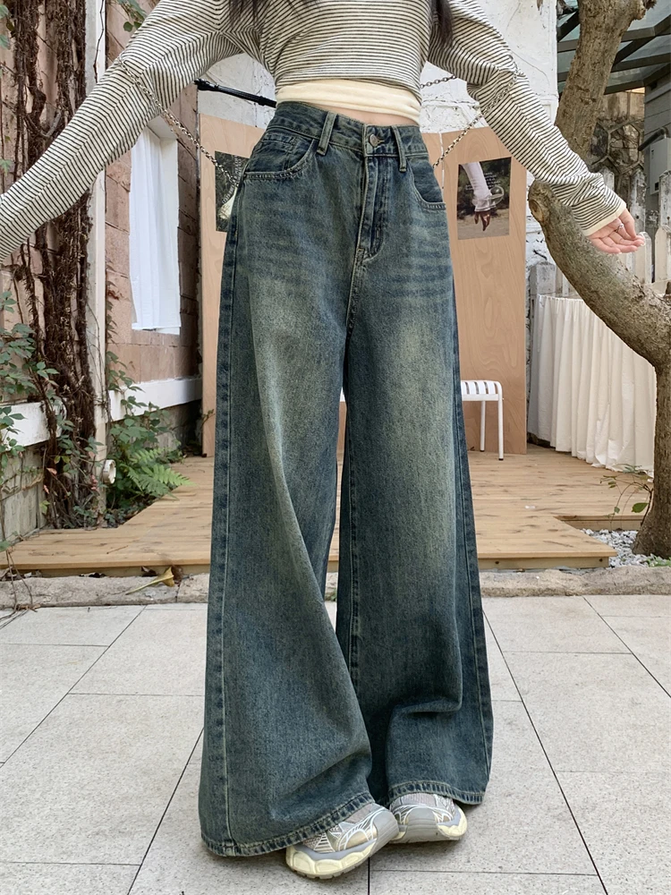 

Vintage Women Wide Leg Jeans High Waist Baggy Jeans Loose Boyfriend Jeans Denim Pants Y2K Loose Casual Trousers for Girls Trendy