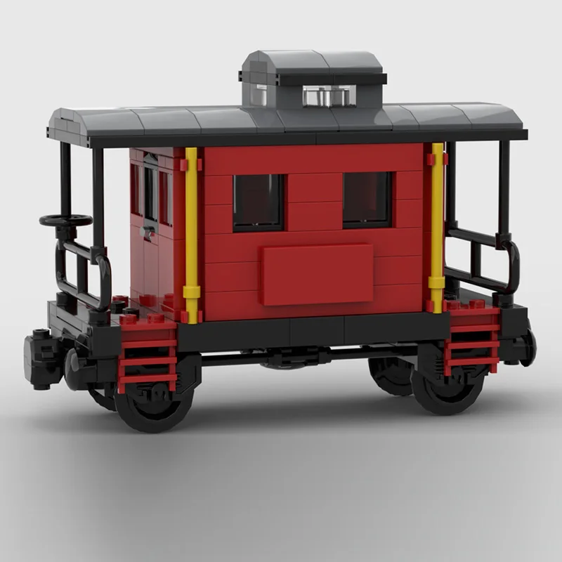 City Car Model MOC Building Bricks Rail Train Caboose Brake Van Modular Technology Gifts Holiday Assemble Children Toys Suit