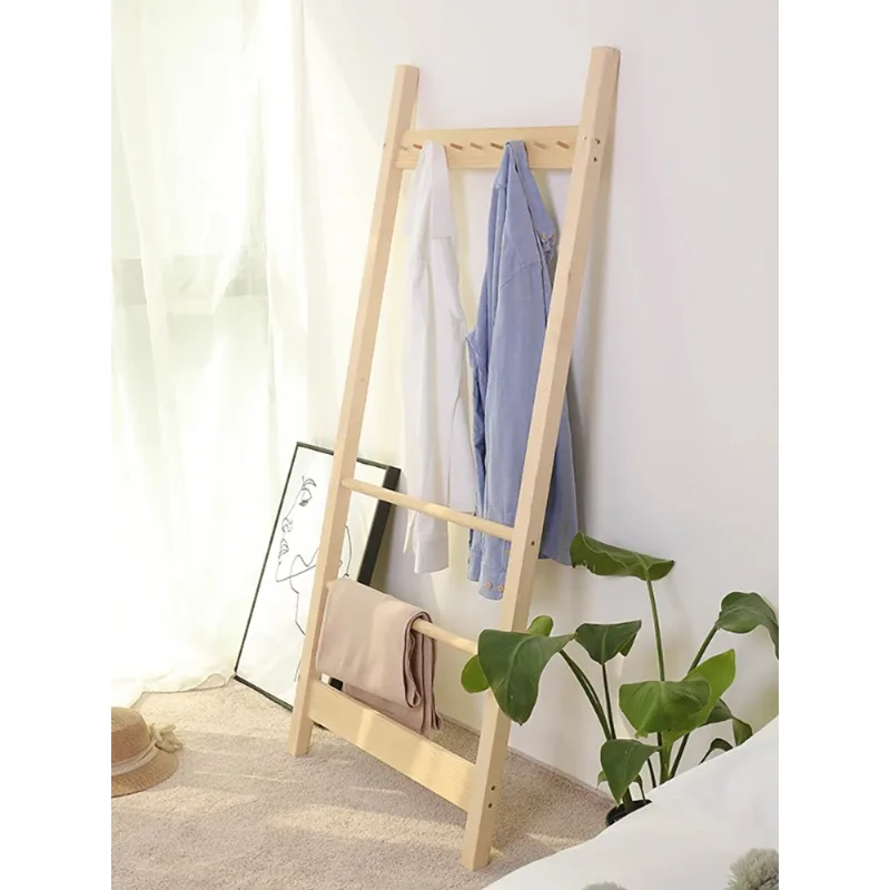 Nordic minimalist style floor-to-ceiling coat rack double pole with hook bedroom entrance hotel homestay remodeled log scarf rac