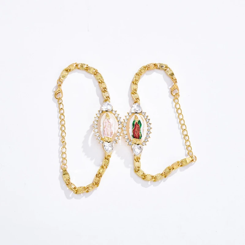 1 قطعة القلب الزركون مطلية بالذهب مريم العذراء MaMa سانت جود سانت يهوذا المرأة موضة سوار ديني هدية عيد ميلاد للرجال والنساء