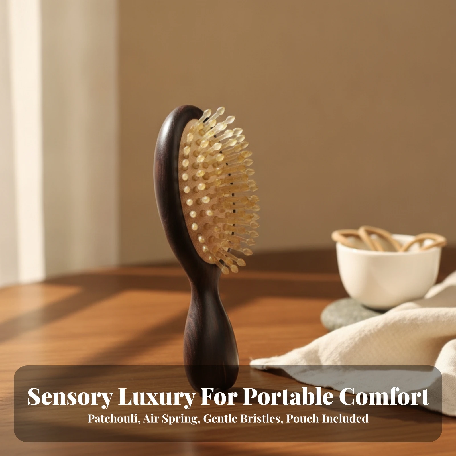 Air-Cushion Hairbrush Handheld Pneumatic Padding Brush Oval Hairbrush with Cushioned Pad Compact Detangling for Daily Grooming