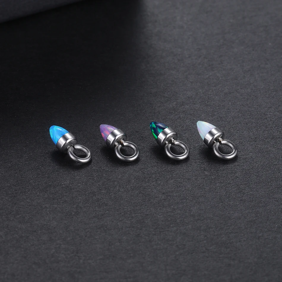 1PC Titanium Bullet Opal Hoop Pendant for Nose Septum Nipple Belly Piercings Daith Helix Earring Stud Accessories Jewelry