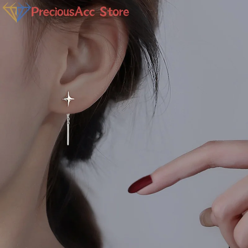 أقراط متدلية غير متماثلة على شكل نجمة للنساء ، أقراط عصرية وأنيقة ، أربع نجوم مدببة ، هدية حفلات للفتيات