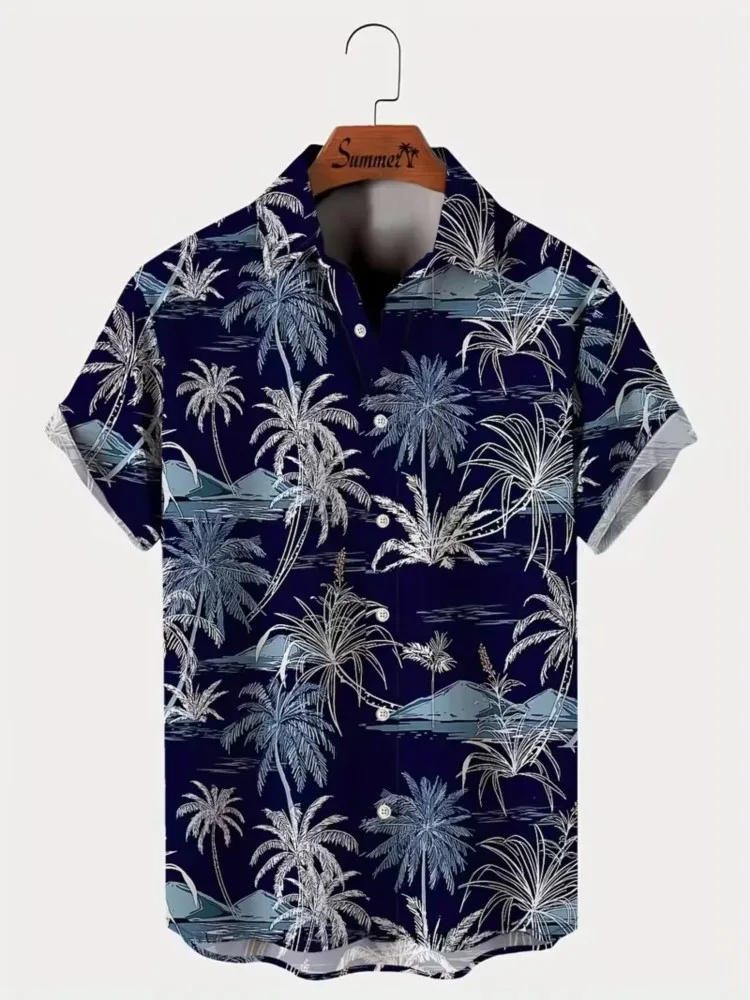 

2026 Summer Men's Shirts Color Colorful Printed Simple Style All-match Short Sleeves Tops Comfortable Casual Loose Fashion Top