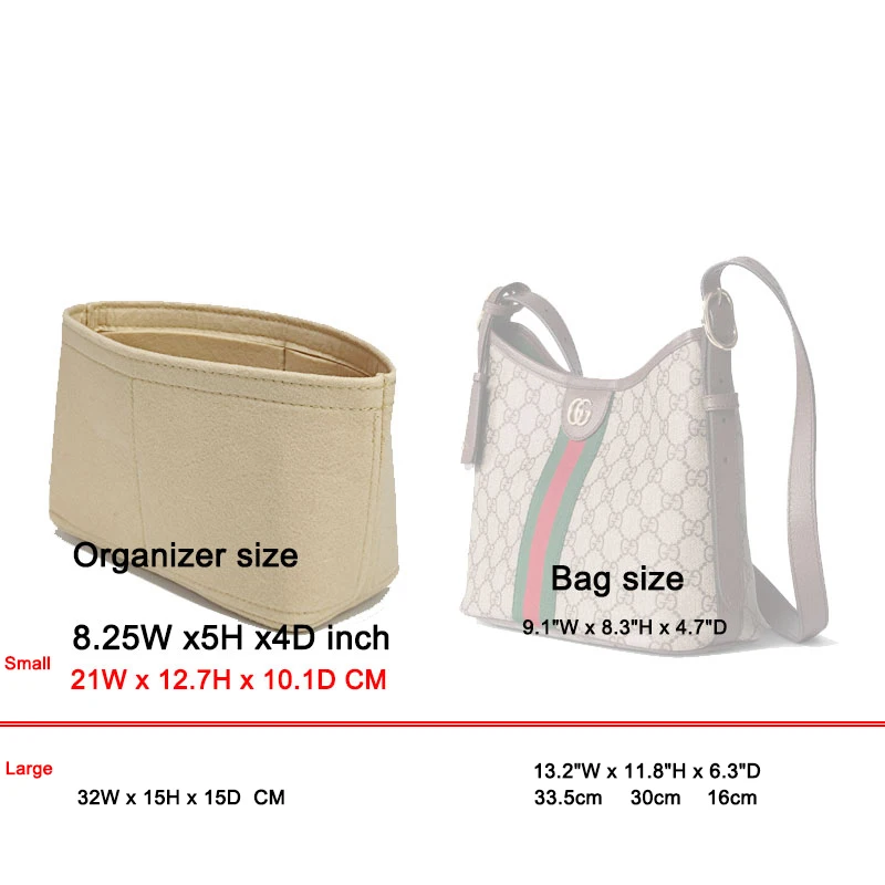 Insert Organizer Liner Bag For Guci Ophidia Small Large Shoulder Bag ,  Hobo Bucket Inner Bag Purse Insert