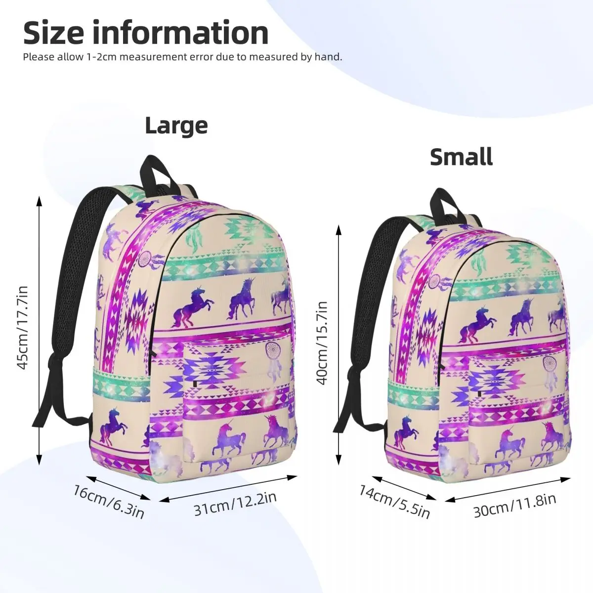 Mochila de lona para hombre y mujer, morada, rosa, galaxia, unicornio, escuela secundaria, estudiante universitario, dibujo, pintura, mochila de viaje