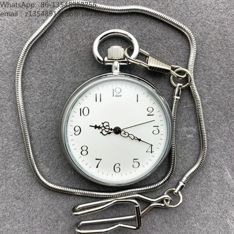Manual mechanical watch pocket watch all steel retro digital pendant watch for the elderly nurse