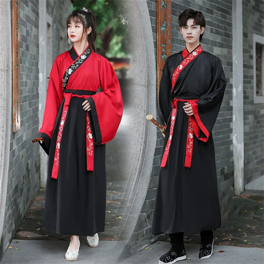 Chinese Dress Ancient Hanfu Kimono Black White Red hanfu Dresses Embroidery Martial Arts Chinese Style Dance Cosplay Costumes