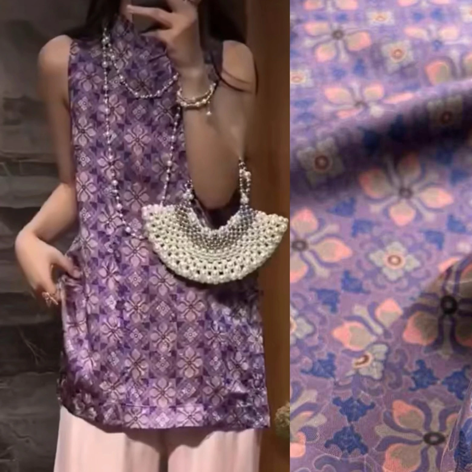 Sewing Vest - 45'' Wide 25MM Purple Heavy Silk