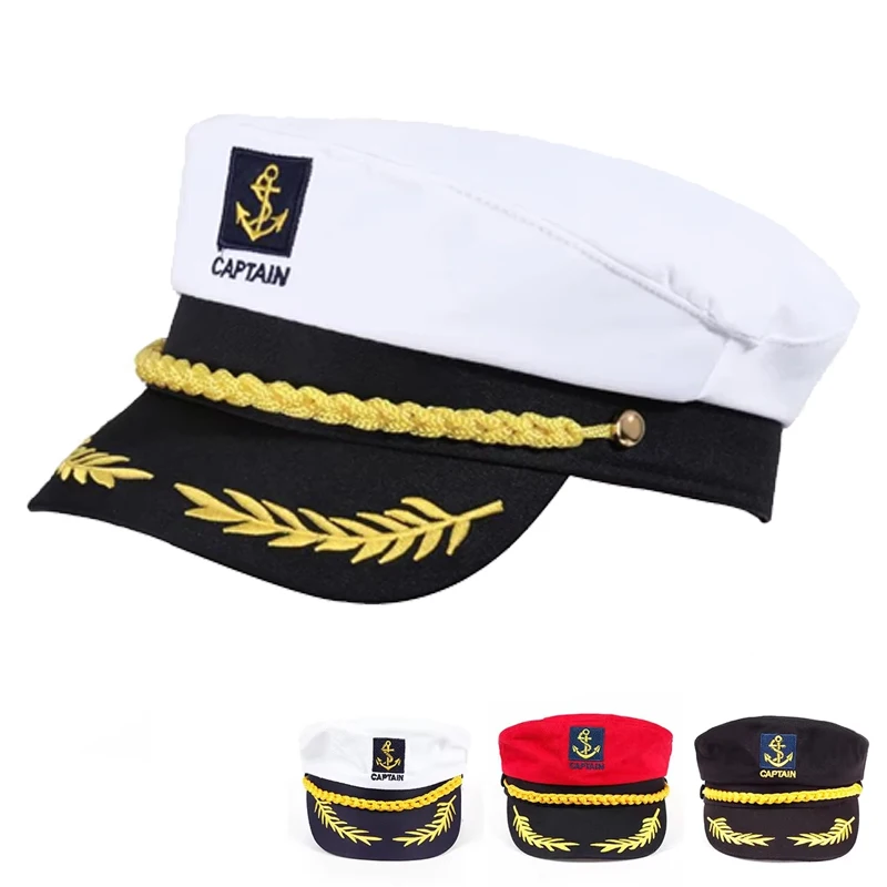 Unisex Piratenhaken-Stickerei Marine-Mütze Frühling Herbst Seemannsmützen Damen-Baskenmützen Herren Flache Kapitänsmützen Militärmützen