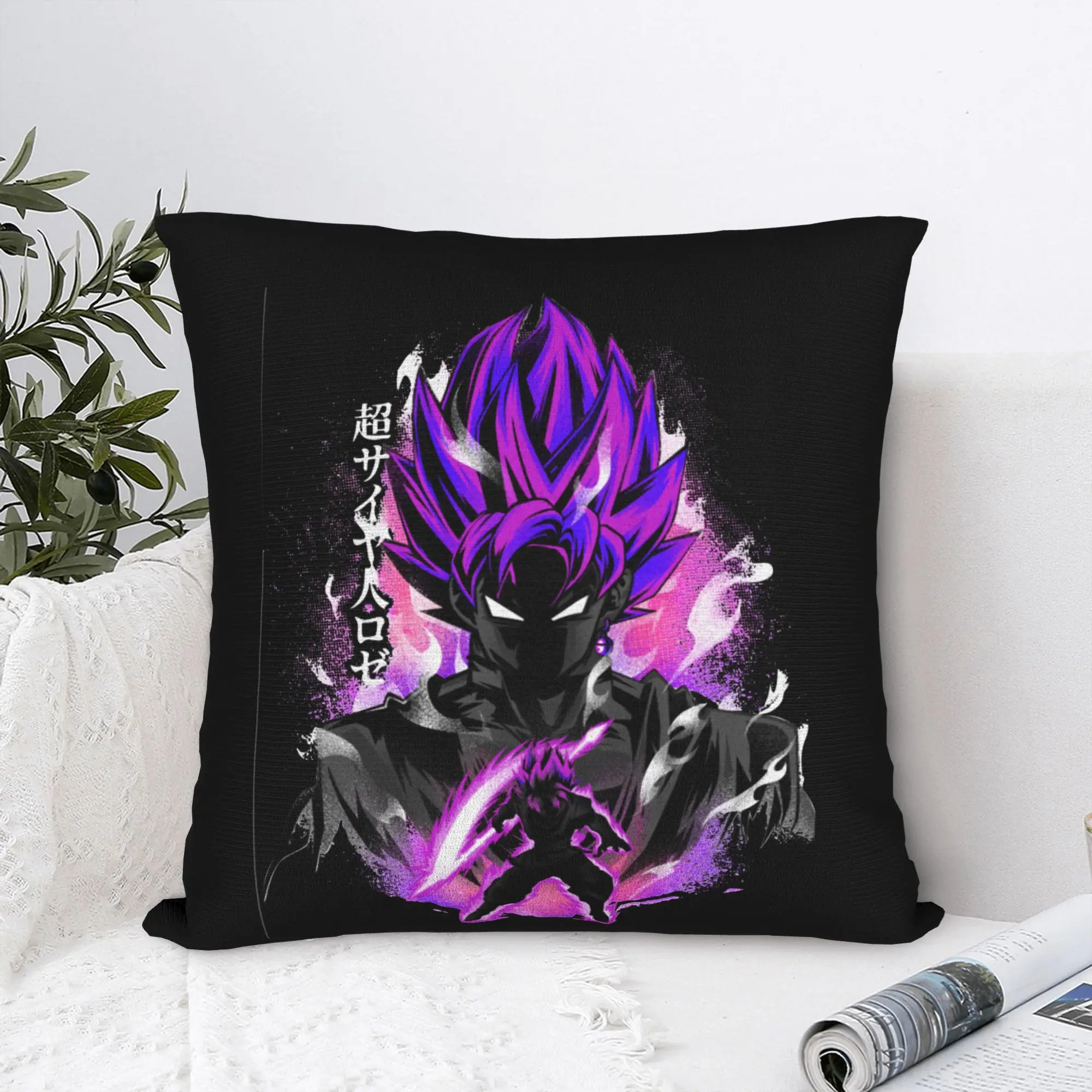 Goku Super Rose Power Throw Pillow Cover Polyester Decorati…