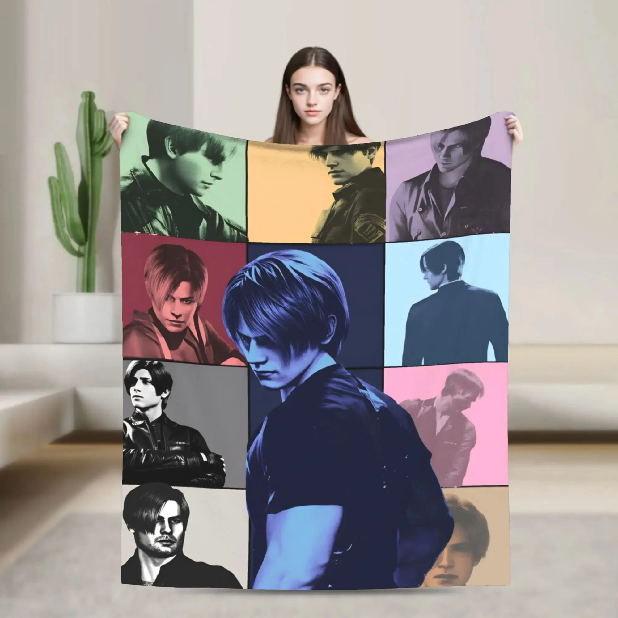 Mantas I Leon Kennedy Residents Evils, manta suave y esponjosa de felpa para sofá, silla, sofá cama, colcha de franela, funda de cama