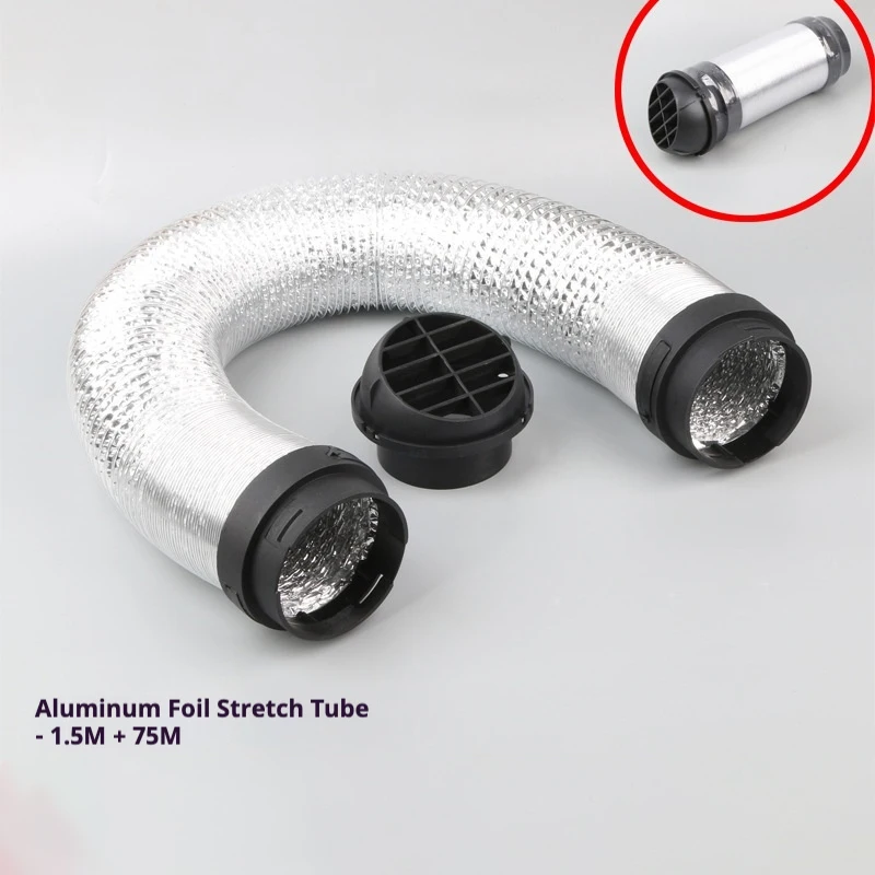 

75mm Diesel Heater Exhaust Pipe Ducting Set,Car Parking Heater Air Vent Extender Accessories,Vent Outlet Clips for Heaters