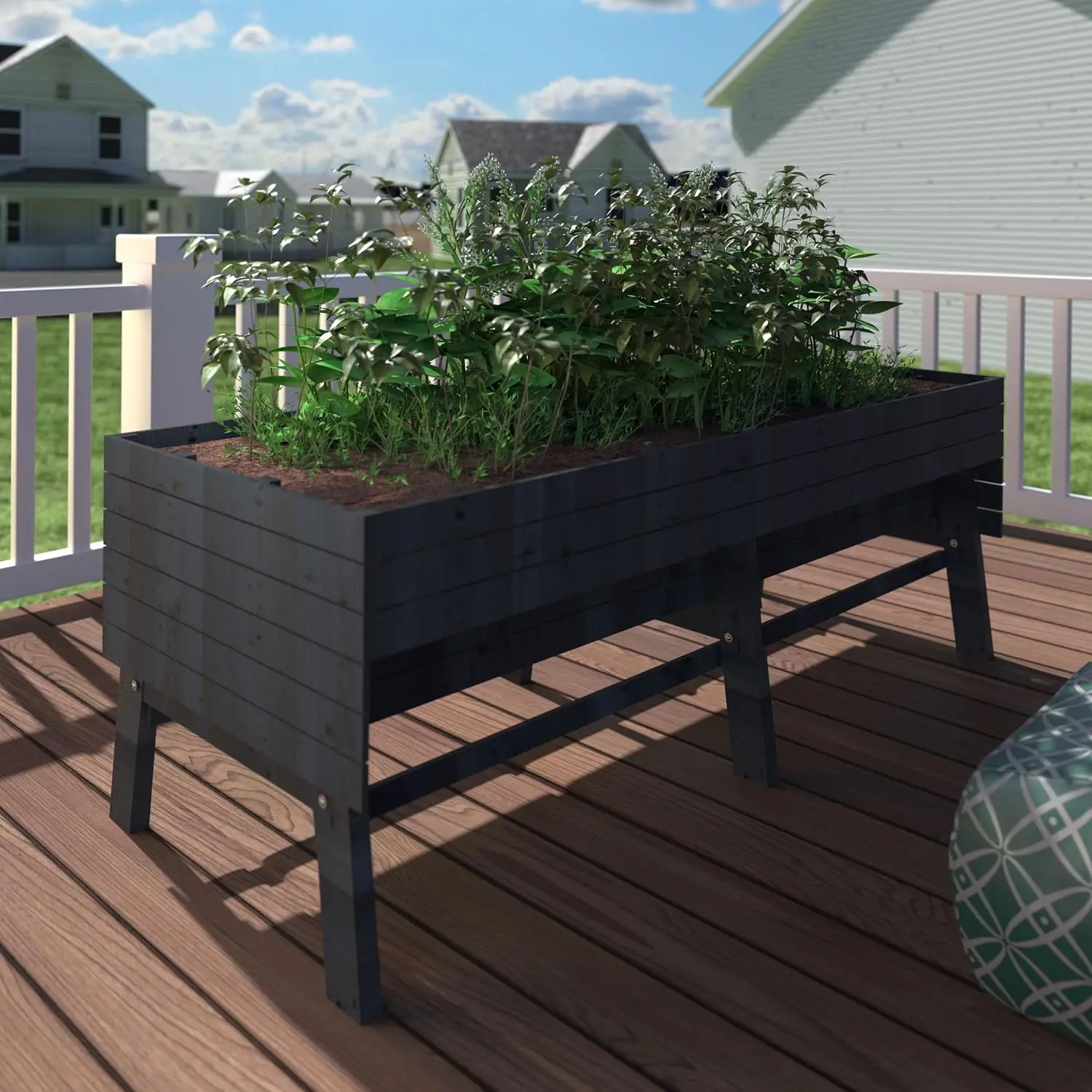 Cedar Raised Garden Bed 6x3x2FT Outdoor Legs 837lbs Large Elevated Planter Box Liner Design Herbs Grey