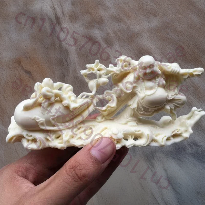 Buda Maitreya en Bolsa de Tela, Figura Decorativa, Buda de Gran Barriga que Ríe, Adorno para el Hogar, la Oficina o el Escritorio, Atrae Dinero