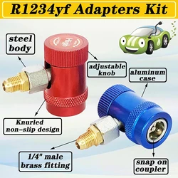 R1234yf to R134a Quick Coupler Adapter High Low Side Connector Conversion for R1234yf Refrigerant System Charging Hose Fitting