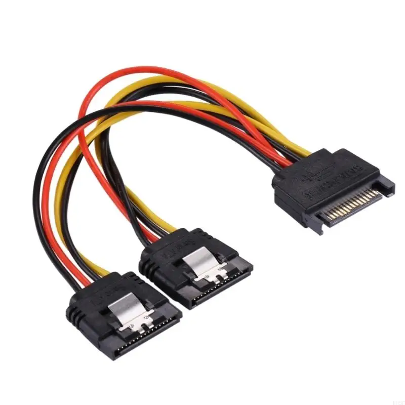 

R53C Sata Power Splitter Cable SSD HDD Hard Drive Power Cable Sata 15 Pin Male to 2 x Female Power Y-Splitter Extension Cable