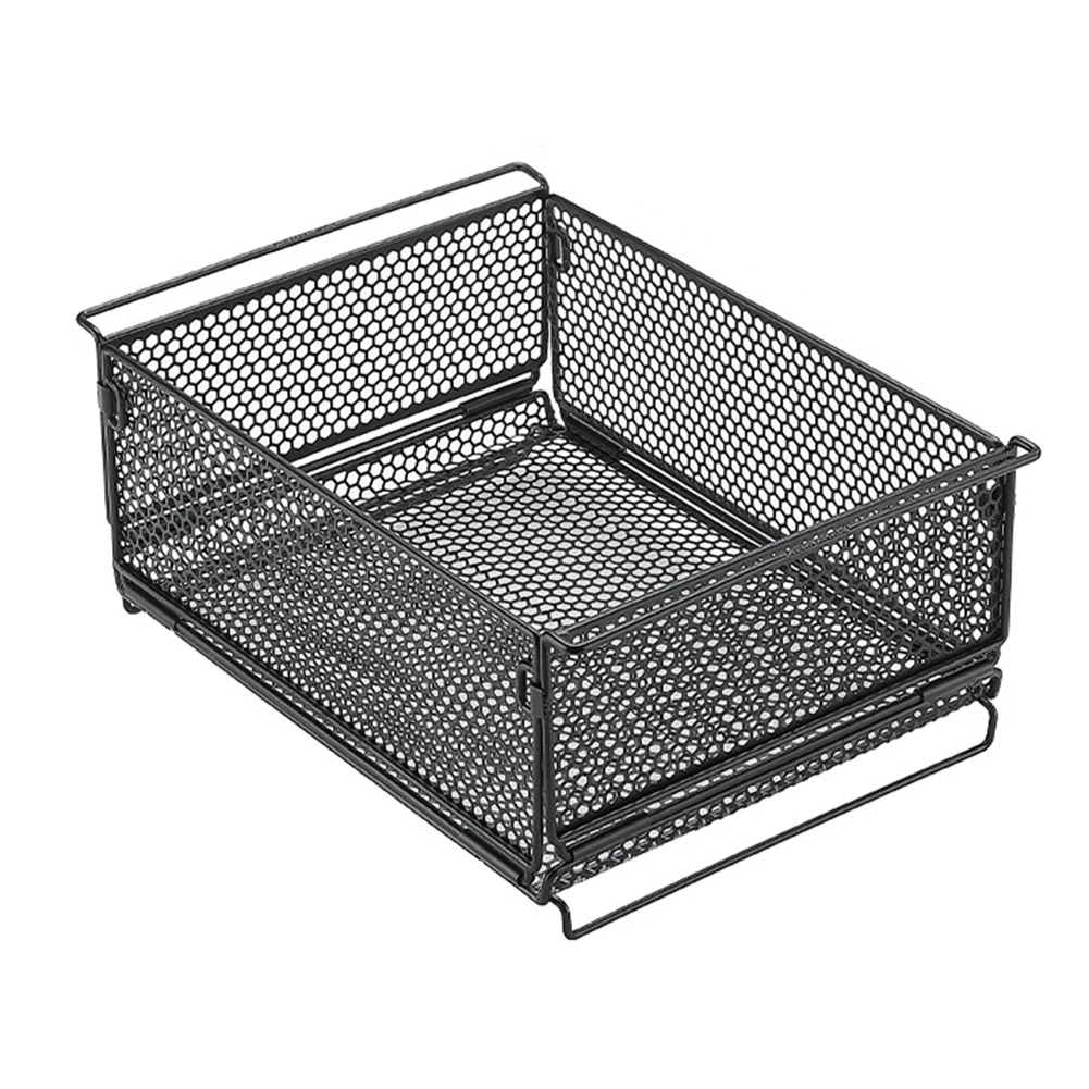 

Корзина металлическая 35,5 х 25 х 15 см при раскладывании, со съемной полкой, с приподнятым дном для защиты, компактное решение для экономии места