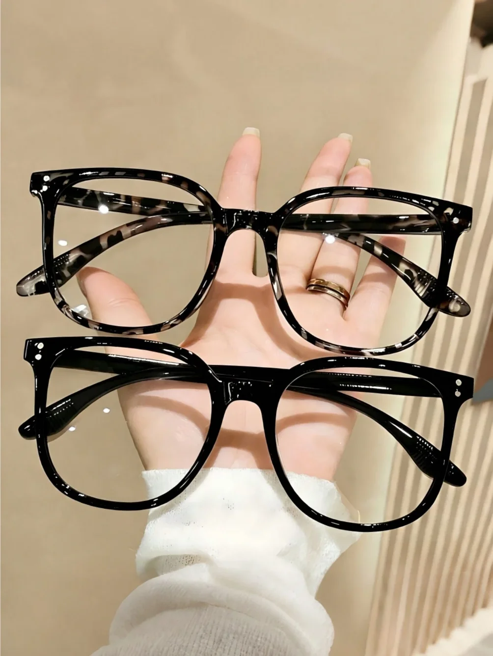 2 Pairs of Unisex Retro Square Plastic Frames, Bohemian Style Fashionable Transparent Glasses Set, Accessories