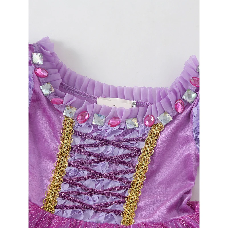 PRINCESS-VALLEY Girls Rapunzel Costume Princess Dress Up Clothes for Birthday Halloween Cosplay, Purple