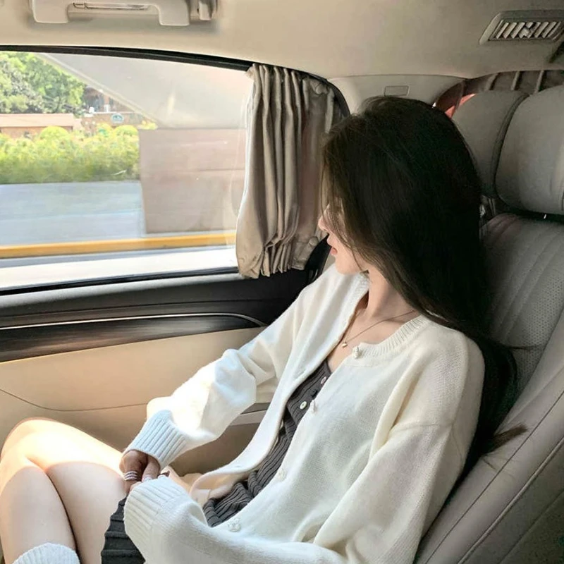 مريحة، جميلة، عصرية وفضفاضة، مزاج لطيف، عطرة كبيرة سترة نسائية خريفية رقيقة محبوكة
