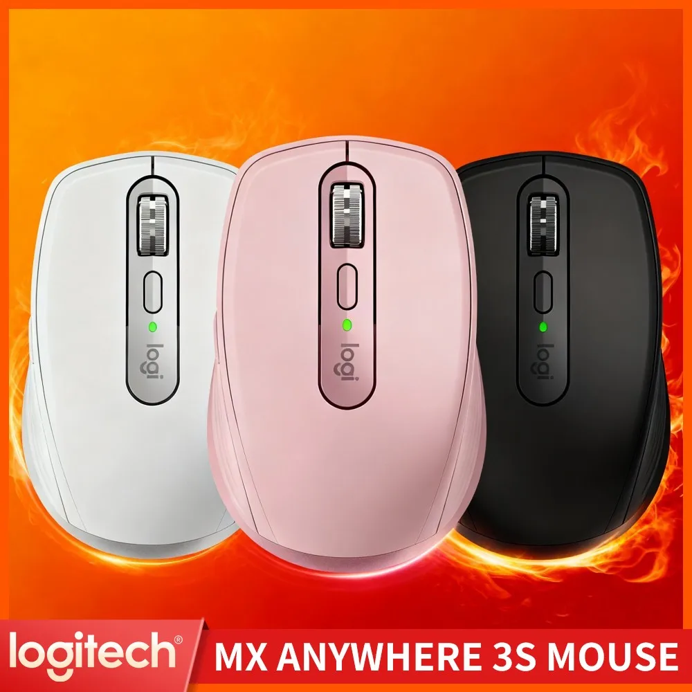 Original Logitech MX Anywhere 3S in Pale Gray Color, Silent Magnetic Clicks, MagSpeed Wheel, USB-C