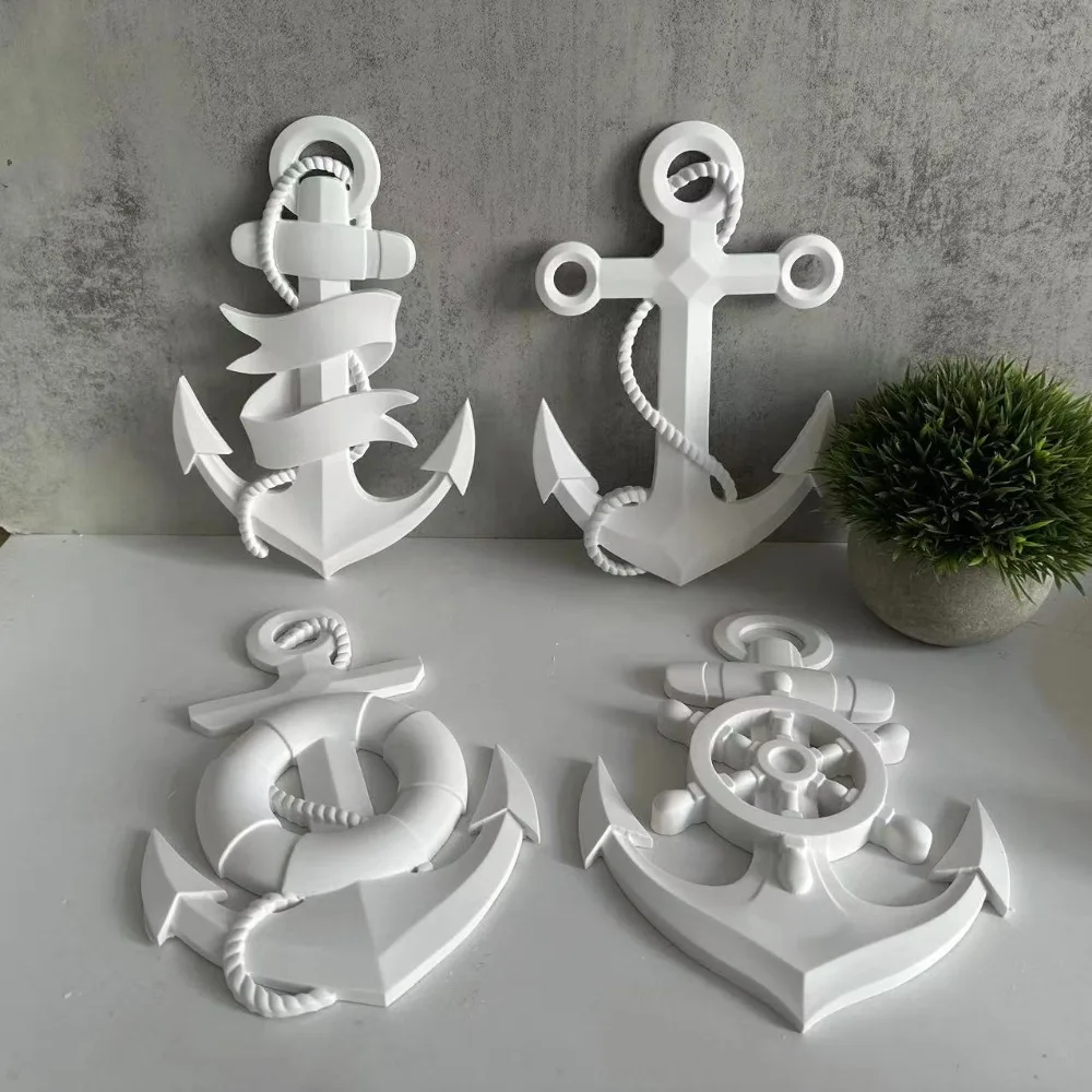 Large Three-dimensional Boat Anchor Pendant Silicone Mold DIY Plaster Cabinets Wall Desktop Home Decoration Epoxy Resin Molds