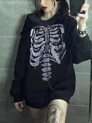 Sudadera con capucha y2k con estampado de estrellas para mujer, ropa de calle de gran tamaño con cremallera, Top de manga larga con gráfico Grunge de hada estética, sudadera gótica Harajuku