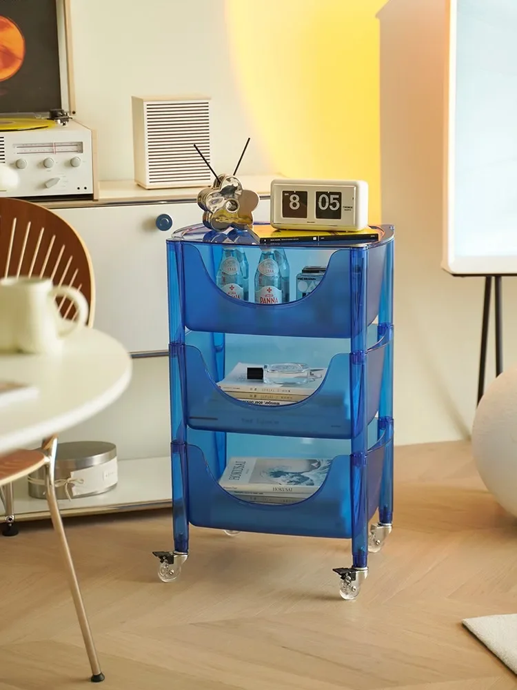 Nordic Shelf Transparent Acrylic Movable Cart Multi-layer Snack Storage Cabinet