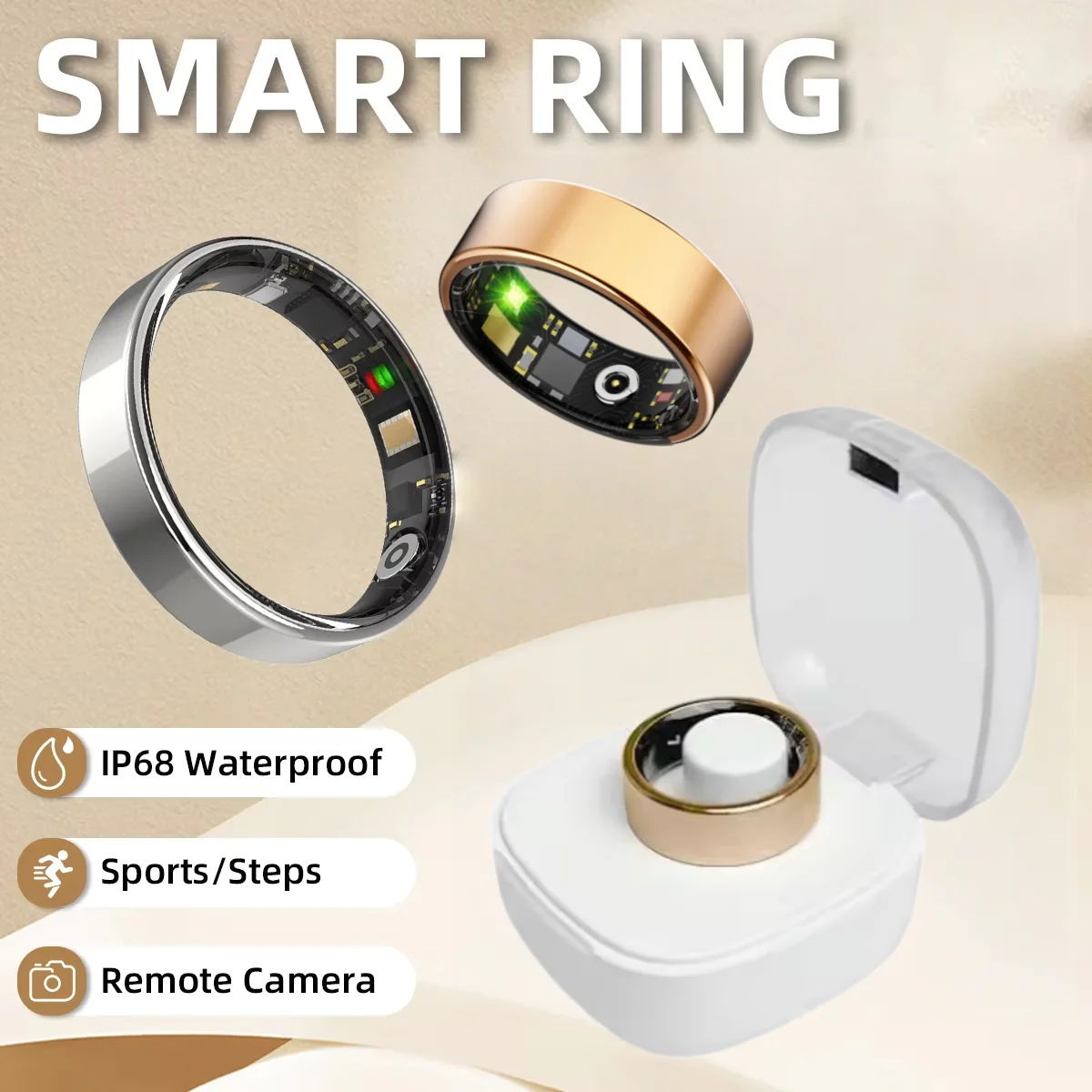 

2026 Smart Ring Bluetooth Call Heart Rate Blood Pressure Monitor 5ATM Waterproof Health Ring Men Women For Xiaomi Gift