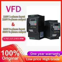 VFD DC To AC 0.75/1.5/2.2/4/5.5kw 220v 380v Converter 1-3PH/3-3PH Vector Control Frequency Drive Inverter Motor Speed Controller