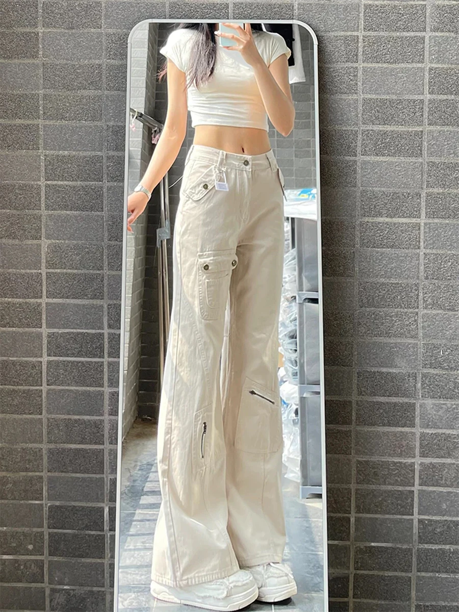 Embroidered Woman Jeans Button Fly Zipper Closure Belted Buckle Adjustable Waistband Ladies Female Denim Trousers Fashion Basic