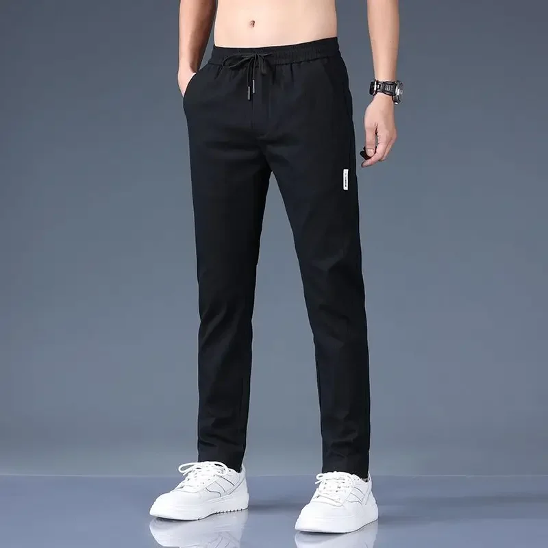 

Men Look Taller Casual Straight Suit Pants Male Breathable Slim Fit Loose Blazer Pants Versatile Light Gray Light Green Trousers