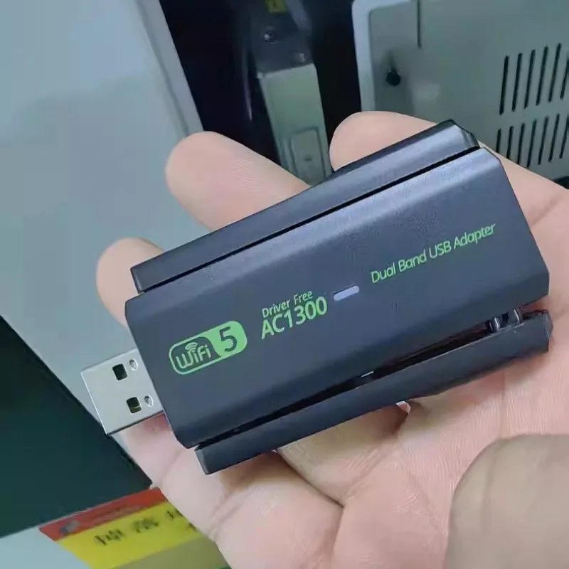 

Портативный бесплатный драйвер 1300 Мбит/с 2,4G 5G двухдиапазонный беспроводной USB WIFI-приемник адаптер для сети ПК