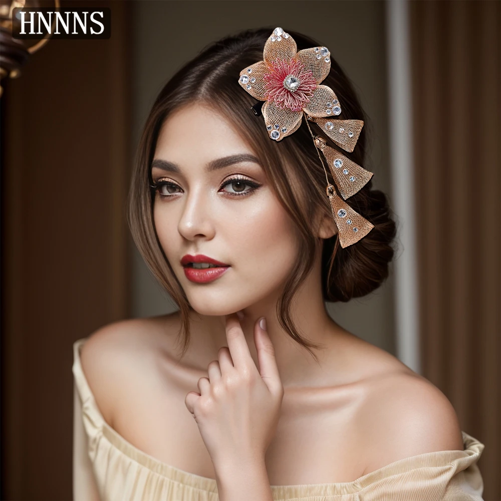 

TOPQUEEN Elegant Bridal Wedding Hair Clip Simulation Lace Flower Tassel Ladies Banquet Dancing Exquisite Hair Accessories YXA204