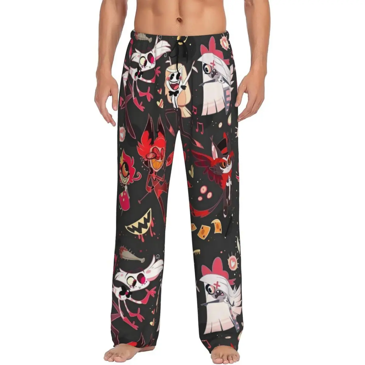 

Custom Hazbins Hotels Pajama Pants Men's Anime Sleepwear Lounge Sleep Bottoms Stretch with Pockets