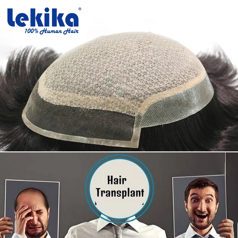 

Toupee Silk Base & Lace Front Diamond Mesh Base Men's Wigs Realistic 100% Human Hair Wigs Durable Hair System For Man