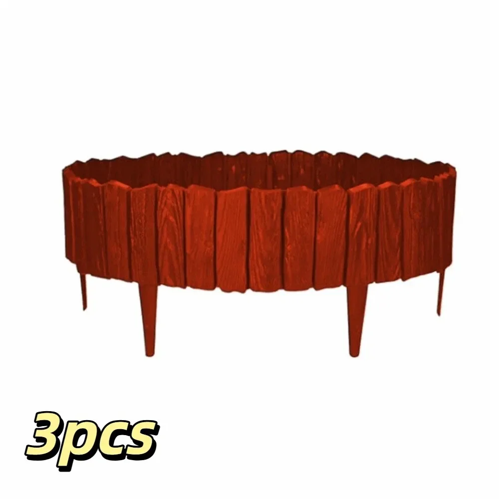 yes3pcs Plastic Material Garden Edging Border Interlocking Design Imitation Stone Texture Landscape Barrier Weather-Resistant