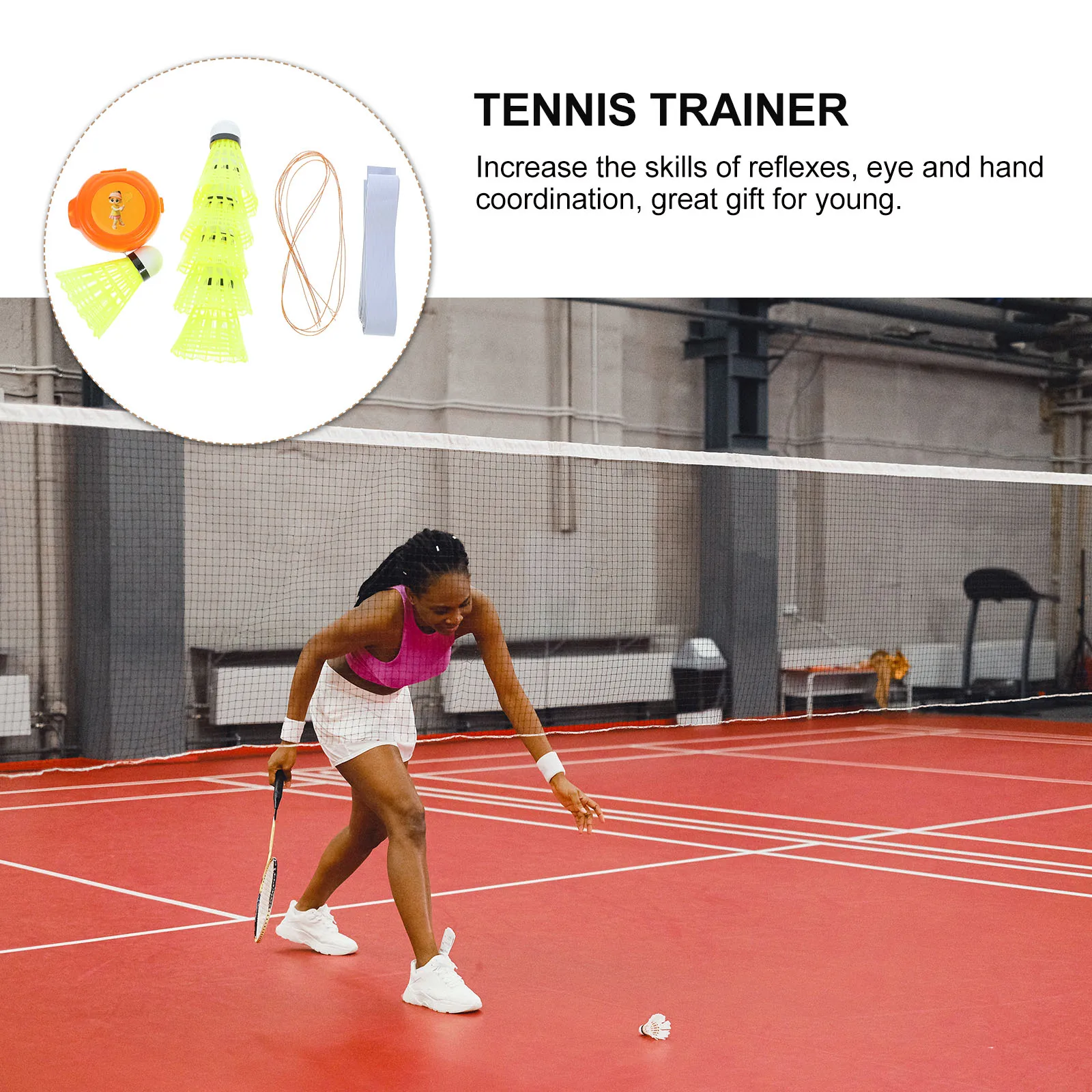 

1 Badminton Kit Portable Tennis Trainer Tools Set For Indoor Outdoor Rebounder Equipment Professional Training Device Durable