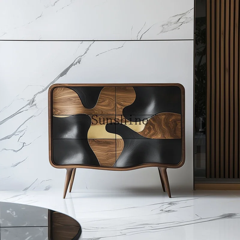 

Premium living room wall decoration/walnut entry creative entrance cabinet FT