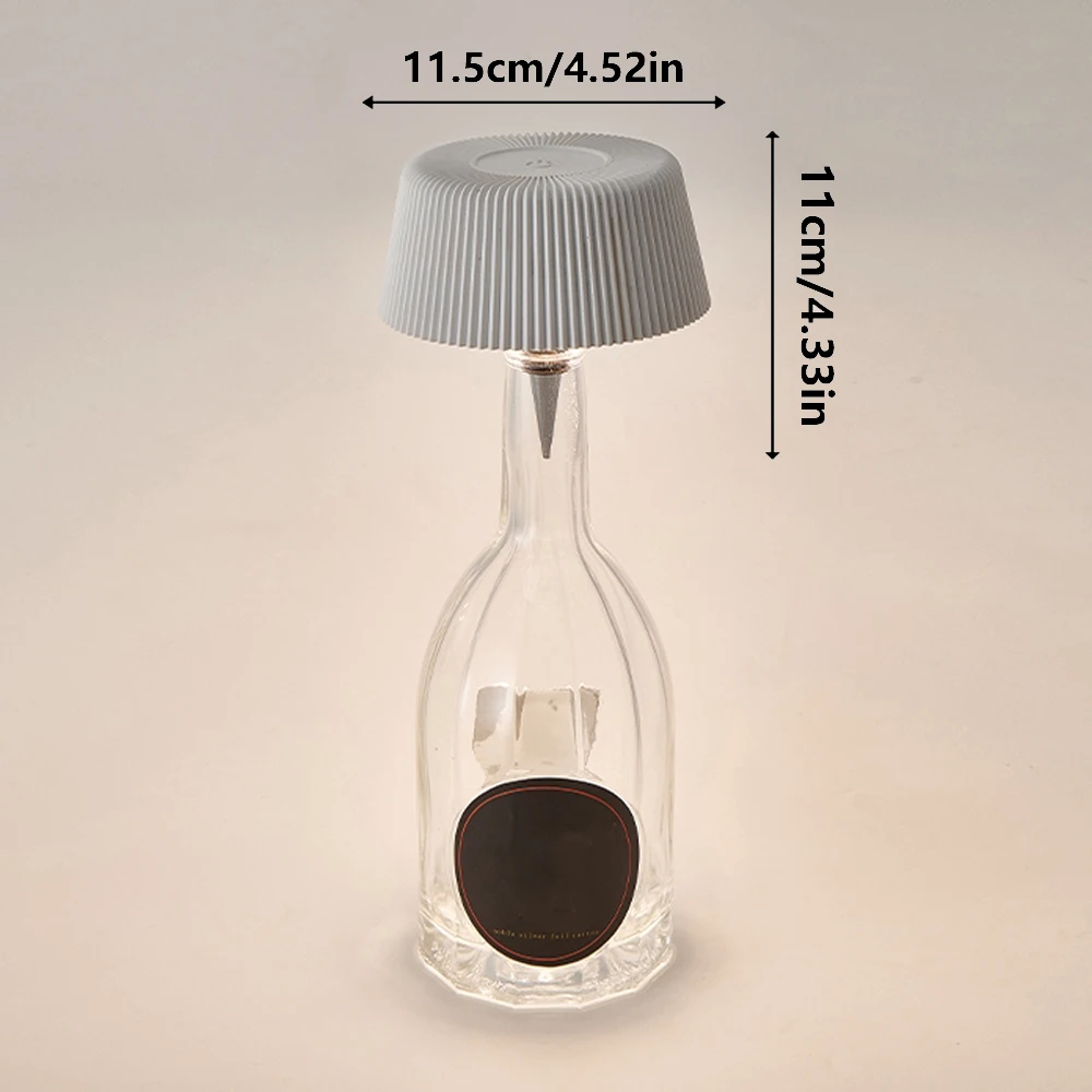 LED Wireless Bottle Table Lamp Touch Control of 3 Colors Rechargeable Reading Lamp for Restaurant Hotel Bar Bedroom Decor Light