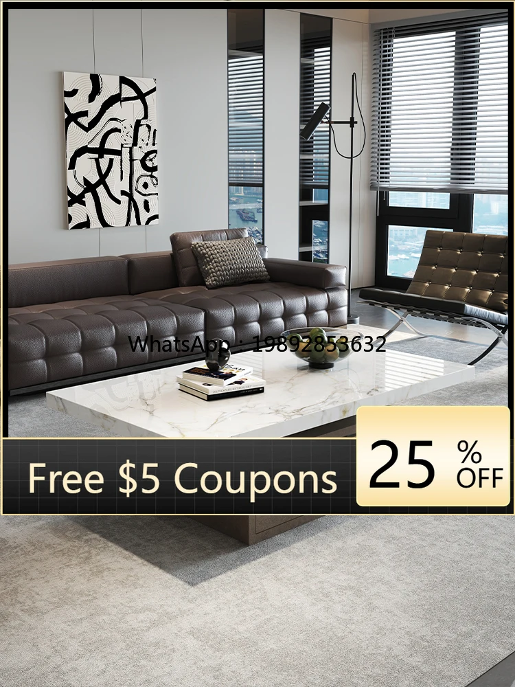 

YFY Full Rock Slab Coffee Table Tea Table Living Room TV Cabinet Set New Home Italian Style Small Coffee Table