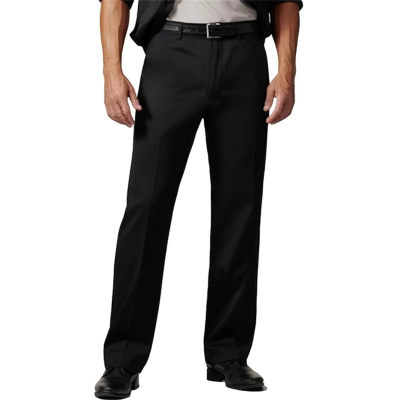 New Fashion Men's Solid Color Simple Basic Casual Trendy Loose Straight Suit Trousers Male Classic Business Pants Bottom Clothes