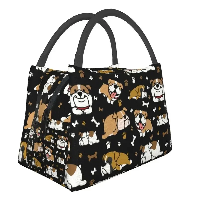 Cute English Bulldog Thermal Insulated Lunch Bag British Dogs Lunch Container for Outdoor Camping Travel Storage Meal Food Box