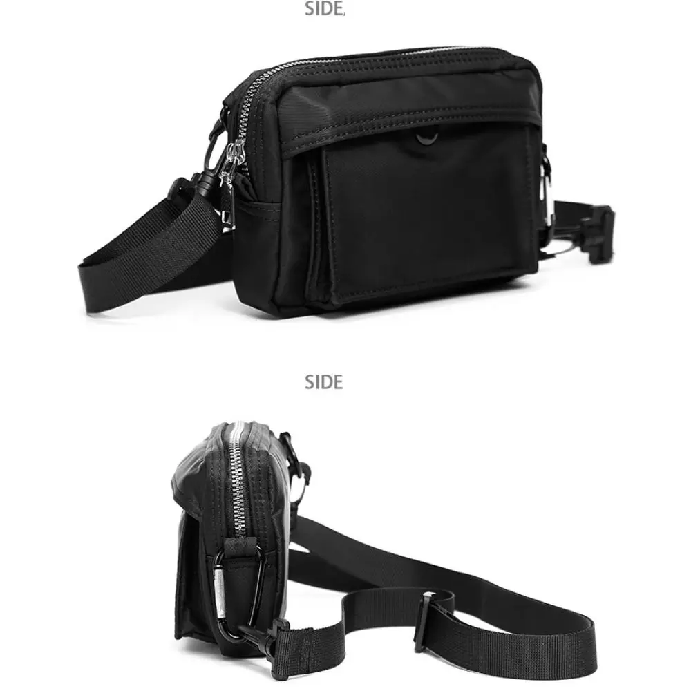 

Однотонные мужские сумки для мобильных телефонов, многофункциональная нейлоновая сумка через плечо большой вместимости, простая сумка через плечо на молнии с широким ремнем, школьная сумка