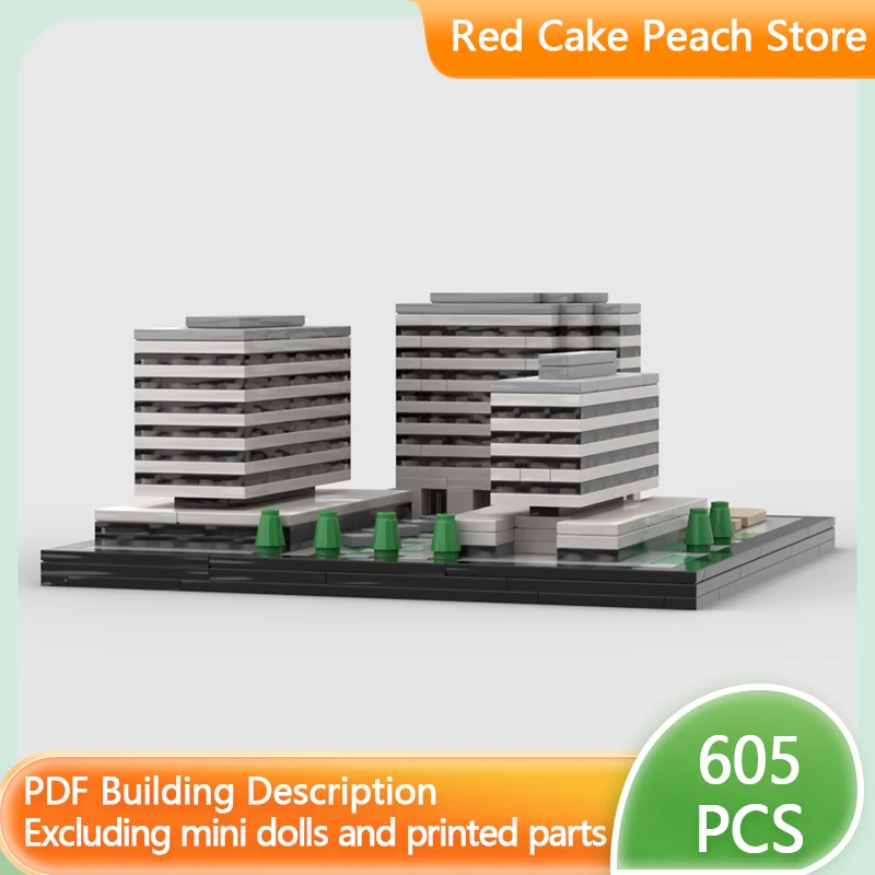 

Модель городской улицы MOC: Строительные блоки, современные офисные здания, модульная технология, детские праздничные подарки, конструктор для сборки